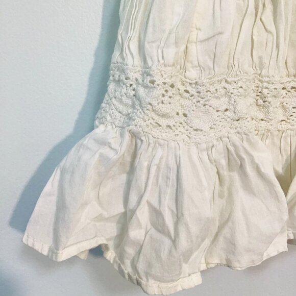 Greendog White Tiered Mini Skirt With Ruffled Hem and Lace Trim Size 8 - Picture 3 of 4